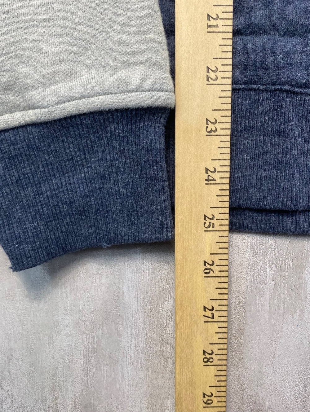 Vintage Late 2010s Mens Small Hoodie Sweatshirt Colorblock Grey Navy Pullover - Picture 4 of 7